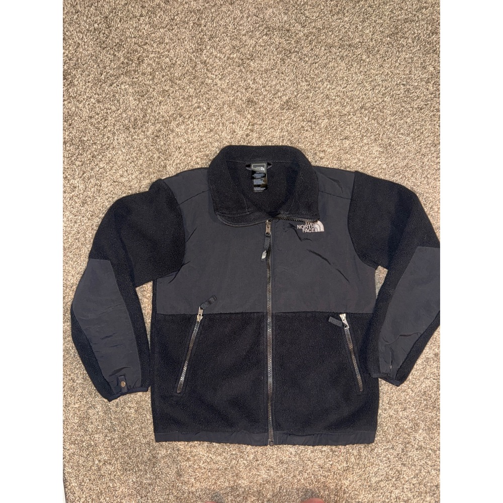 The North Face Boys Denali Fleece Jacket Black Full Zip Size Medium 10/12 (529)
